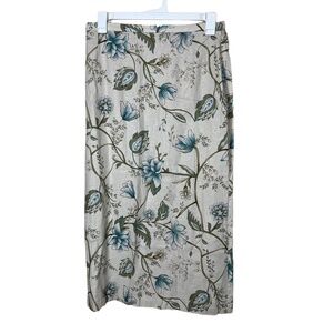 Kathie Lee Collection Tan Floral Pattern Linen Blend Maxi Skirt Ladies 16